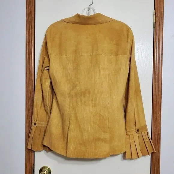 Company Ellen Tracy Womens Sz 6 Shirt Gold Pinwale Corduroy - Picture 2 of 12